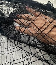 Фатин черный в квадрат с пайеткой 